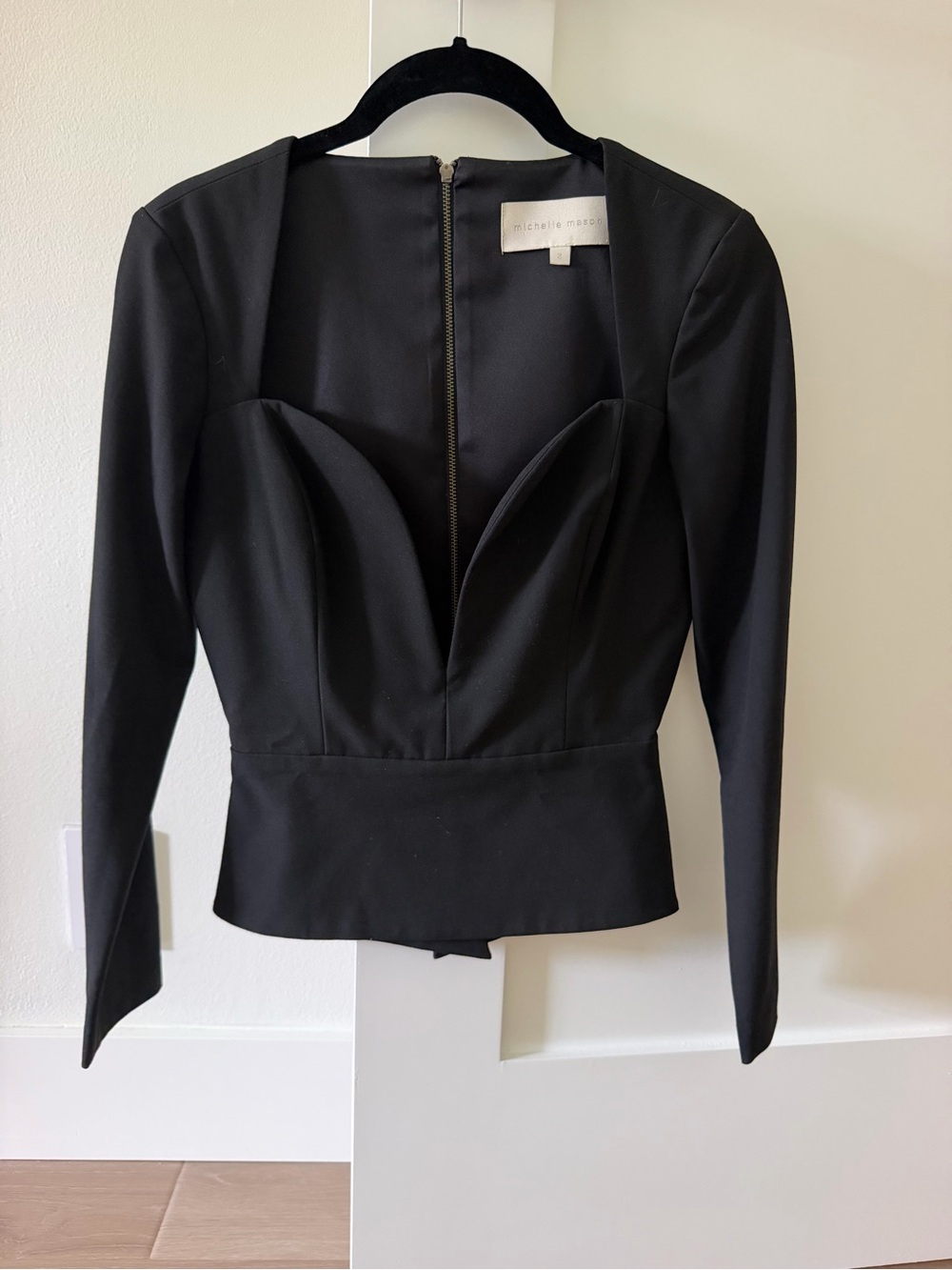Michele Mason Black Structured Long-Sleeve Top Size 2